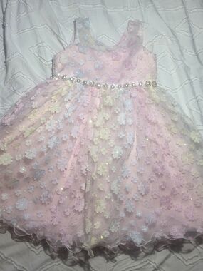 American Princess Girls Pink Floral Tulle Dress Size 4T Party Wedding ,birthday